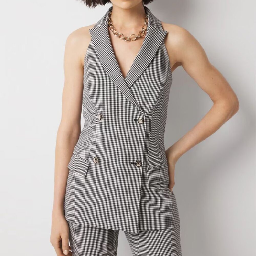NWT WHITE HOUSE BLACK MARKET GINGHAM VEST 6 10